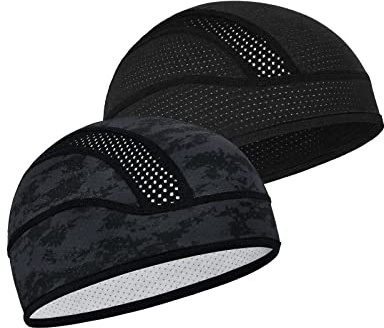 MELASA Cooling Fahrradmütze Unter Helm, Mesh Atmungsaktive Männer Frauen | Schnelltrocknend, ultra-leicht, perfekte Helmpassform ohne Druckstellen, Mesh-Belüftung für Radfahren Motorrad Laufen
