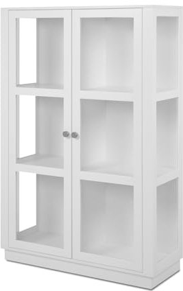Furn.Design Vitrine in weiß, Wohnzimmer, Esszimmer Vitrinenschrank, Hochschrank 56 x 195 cm, Glasvitrine Blanverd (2 Türen)
