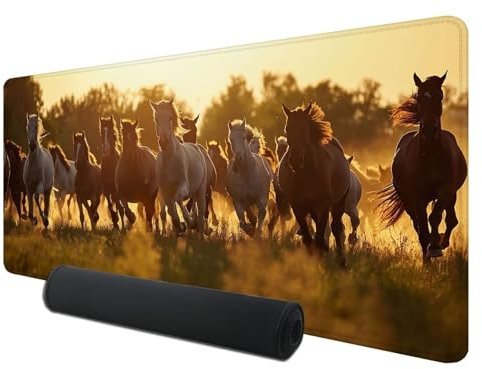 Gaming Mauspad XXL 800 x 300 mm, Pferd Mousepad Groß mit Vernähte Kanten WassXerdicht Anti-Rutsch, XXL Mousepad Tier Schreibtischunterlage für PC, Laptop Verbessert Präzision und Geschwindigkeit, D-5
