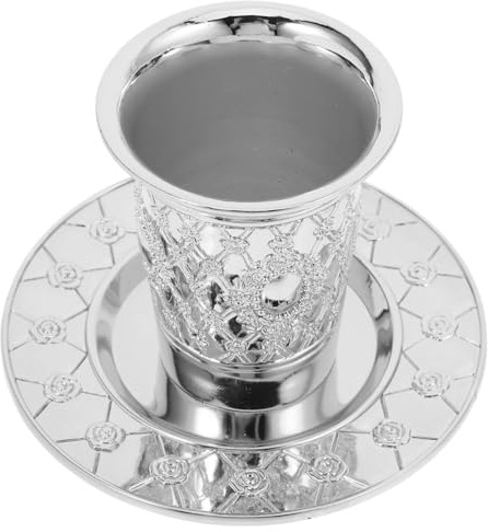 MAGICLULU Copa De Kidush Judaica De Jerusalén Copa De Vino Shabat Con Platillo Cultural Fácil De Limpiar