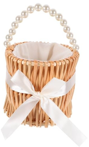Amosfun Gewebte Picknickkorbgriffe Handaufbewahrungskorb Für Zuhause Rattan-aufbewahrungsbehälter Für Frische Blumen Natürliches Handgewebtes Design Mehrzweckaufbewahrung