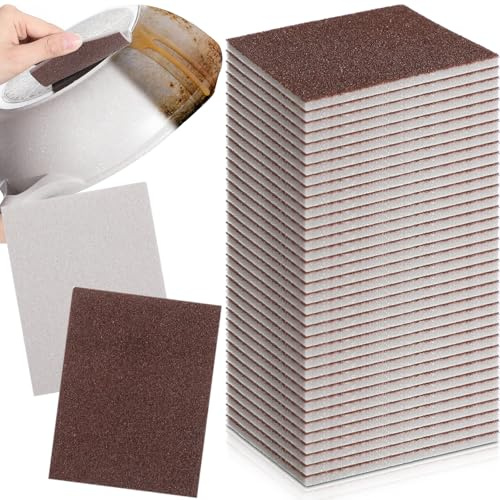 Teenyyou 50 Pcs Emery Sponge Polishing Scrubber Sanding Cleaning Sponge Emery Cloth Sandpaper Blocks for Kitchen Bathroom Cleaning Supplies