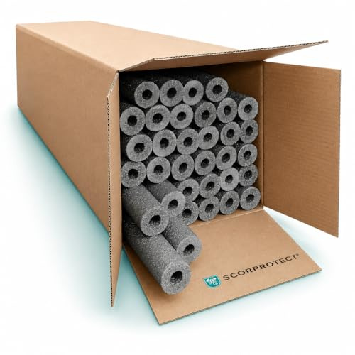 Scorprotect® voller Karton PE Rohrisolierung grau, angeschlitzt 16 Meter (Grau, 35 x 13 mm x 1 Meter)
