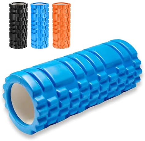 Zuvo Foam Roller for Muscles, Legs and Back Pain Relief, Textured, Blue | For Gym Equipment, high-density, holds its shape, for calves, glutes, Pilates, warm-up and recovery