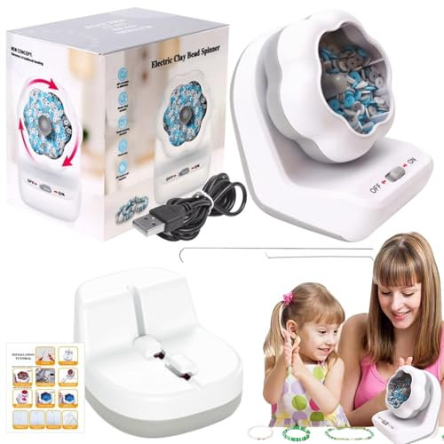 Shitafe Hilandero de cuentas de arcilla eléctrico, Hilandero de cuentas para hacer joyas | Herramienta eléctrica automática para hacer pulseras de cuentas de arcilla | Máquina de artesanía de