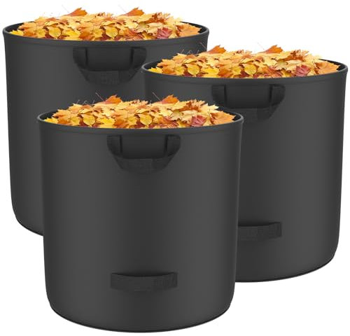 Gerbala 3× 272 L Sacchi da Giardino Pieghevoli - Sacchi per Foglie Robusti, Autoportanti, Grandi Dimensioni, Impermeabili (150 gsm) – Ideali per Rifiuti di Giardino, Sfalci e Potature, Nero