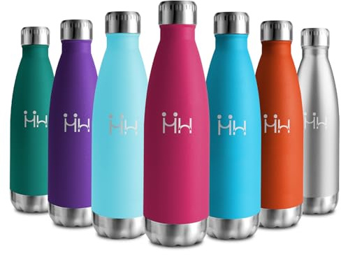 Botella Termica 500ml, Botella Agua Acero Inoxidable Doble Pared, Cantimplora Termica sin BPA, A Prueba de Fugas, Garrafa Termica para Niños, Adultos, Oficina, Escuela, Senderismo, Deporte, Viajes