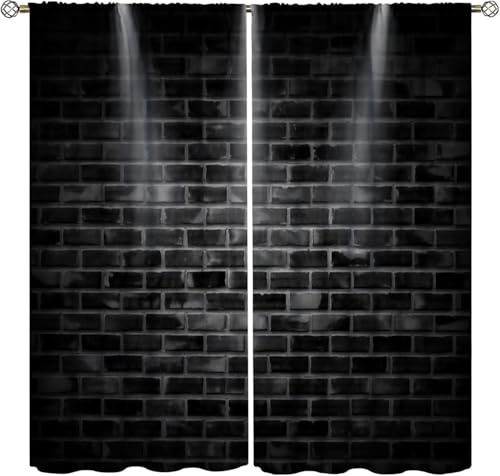 Rideau Occultant Isolant Thermiques Phonique Enfant 3D Mur De Briques Rétro Lot De 2 Rideaux Occultants Rideau Opaque avec À Oeillets - Rideaux pour Salon Et Chambre Bureau -9991998748832920