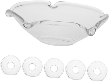 GLEAVI 6pcs Glass Candle Drip Protection Plate Wax Catcher Bobeches for Taper Candlestick Holders Prevent Dripping Candle Rings