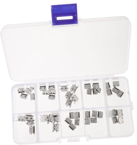 jojofuny 100pièces Connecteur Micro Usb Femelle Broches Lot Pour Réparation De Téléphone Prise Usb Intérieure Connecteur Femelle Adaptateur De Remplacement