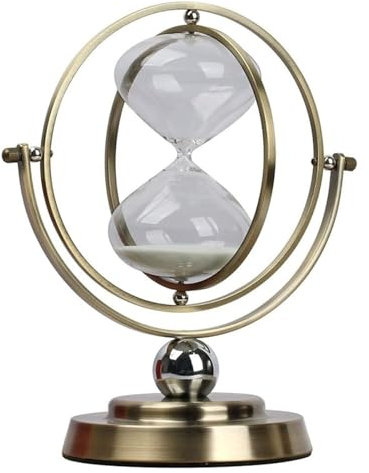 KRXSOBNV, Grande Orologio Antico con Sabbia Rotante a 360°, Timer in Vetro, Metallo Color Ottone, 15 minuti/30 minuti/60 Minuti, Istruzione Giocattolo Creativo Ufficio casa,Orologio di Sabbia(60 Minu