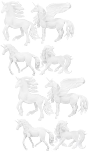 MILISTEN 2 Sätze Einhorn-malspielzeug Zum Selbermachen Einhorn-bastelmaterial Unvollendete Einhornfiguren, Kleine Einhornfiguren Zum Selbermachen Diy Liefert Abs Weiß 4 Stück * 2