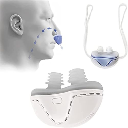 Dispositivo Anti-snoring, Mini CPAP Anti Rusing Electronic Device, Russare per L'aiuto Addormentato, Dispositivi di Soluzione Russante, Ricaricabile USB, Migliora La Respirazione E Il Sonno,Bianco
