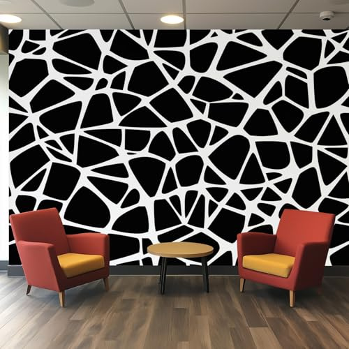 Abstract Geometric Wallpaper - Black and White Modern Wall Mural - Wall Murals for Living Room Bedroom - Photo Wallpaper & Home Decor Art - 130 x 80 cm I427