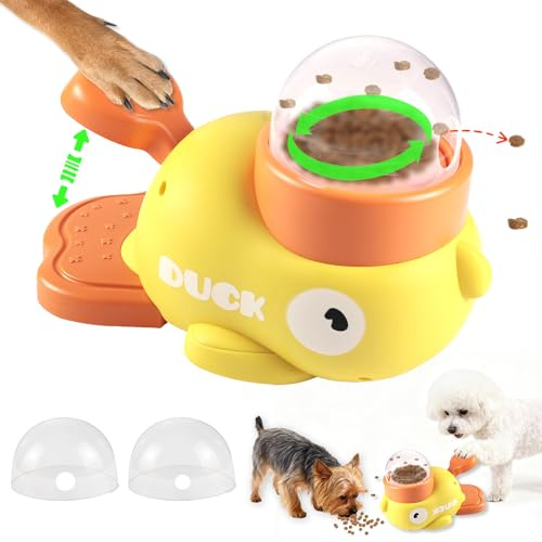 YIMETOP Dispensador de comida 2 en 1 con forma de pato - Juguete interactivo para perros y alimentador lento, reduce la hinchazón, juguete de inteligencia para perros (diseño de pato)