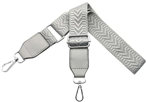Taschengurte zum Wechseln Schultergurt für Taschen Breit 3.8 cm mit Silber Karabiner Handtaschengurte Leder Schulterriemen für Handtaschen Damen, Umhängetasche, Grau, U2-07