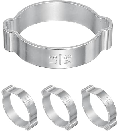 PATIKIL 4 Pcs Double Ear Hose Clamp, 34-37mm 304 Stainless Steel O Clip Crimp Rings, Pipe Clamps for Fuel Petrol Pipe Tube Fitting Connections