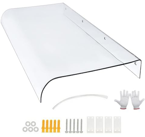 Toit Abri de Porte D’entrée, Auvent Transparent en Polycarbonate, Marquise de Porche Moderne, Protège Contre Pluie, Neige et Rayons UV 160 cm 150 cm 140 cm 120 cm 50cm(40x380cm)