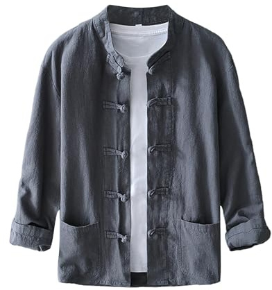Camisa tradicional de traje Tang para hombre, uniforme de Kung Fu de manga larga, botones de rana china, tela ligera, chaqueta elegante para verano y ocasiones culturales