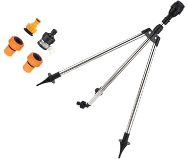 360 Rotating Garden Sprinkler On Adjustable Tripod Base 1Inch Hose Adapter Fit For Patios Greenhouses Flowerbed Watering Quick Connection Tripod Sprinkler For Yard