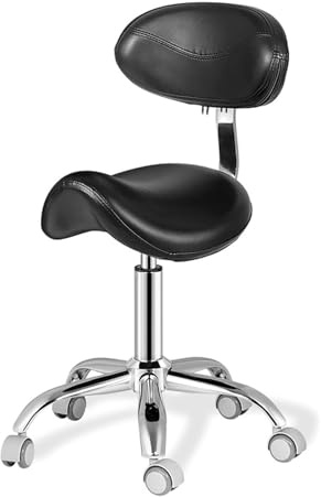 FXLUHAY Taburetes giratorios con Ruedas, Silla de Montar for Oficina, taburetes de Bar Ajustables con Respaldo, Asiento de PU y Ruedas for Salones de Belleza.