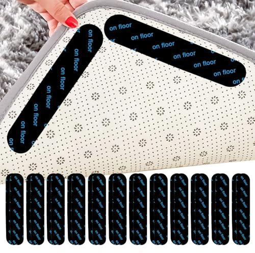 Rug Gripper 24 PCS, Reusable & Anti-Slip Rug Grippers For Laminate Floor and Wooden Floors, Washable Anti Slip Underlay Stickers, Carpet Grippers, Gripper Laminate, Carpet Stickers