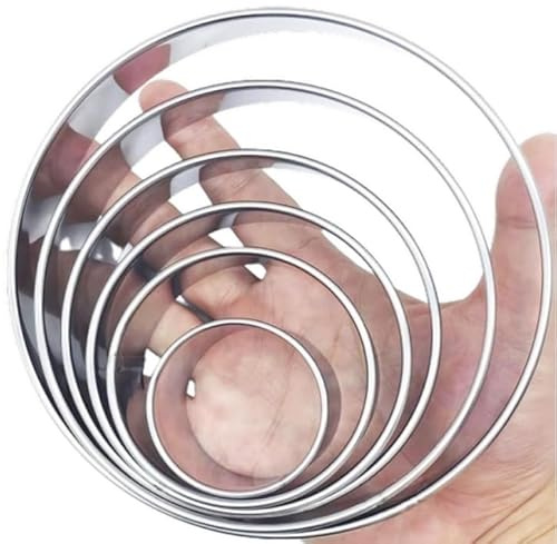 6Pcs Round Cookie Cutters Set (2, 3, 3.5, 4, 5, 6 Inch), Stainless Steel Biscuit Molds in Graduated Sizes, 1.2 Deep Circle Ring Cutters for Baking, Pastry, Donuts, Scones, Fondant, Sandwiches, Cake