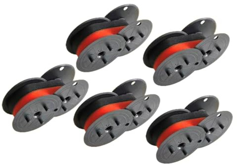 XGdEKA 5er- bis 10er-Pack Schreibmaschinenband, kompatibel mit Olympia GR24BR, Doppelpack DIN 2103 DIN 32755, Schwarz und Rot, 12,7 mm x 5,5 m(5 Pcs)