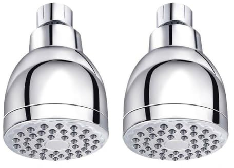 MoSundi Soffione doccia da bagno, montaggio a parete fisso ad alta pressione con 41 ugelli, limitatore di flusso rimovibile, plastica ABS cromata, filettatura G1/2, 2 pezzi