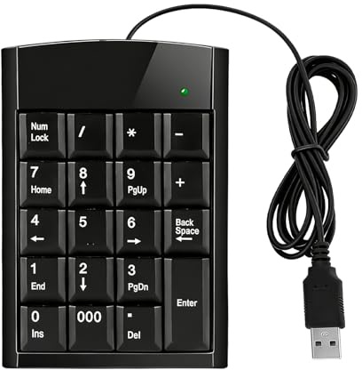 Cyiamku Number Keypad for Laptop, Numeric Keypads USB, Wired Wedge Keypad, Mini USB Number Pad Portable 19 Key Number Keyboard for Desktops, Quiet Keys Compatible with Windows, Linux, Android, iOS
