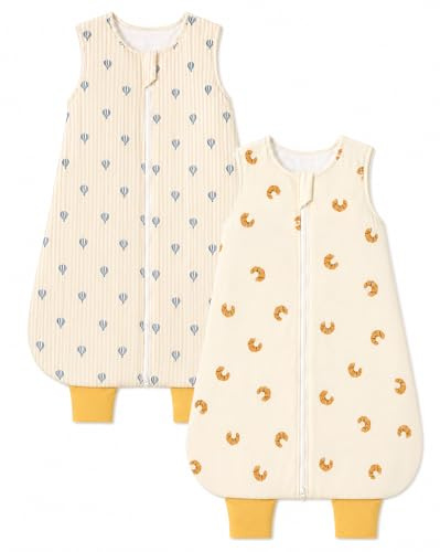 JiAmy 1.0 TOG Baby Schlafsack mit Füßen, Baumwoll Sommer Schlafsack für aktive Babys & Kleinkinder 6 Monate-6 Jahre