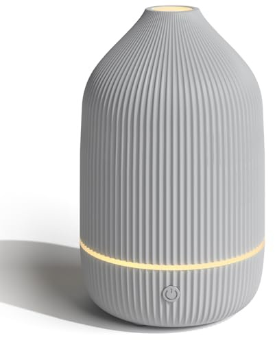 SALUBRITO Essential Oil Diffuser, 100ml Ultrasonic Aroma Diffuser for Essential Oil with Auto Shut-Off, 7 Colour LED Lights, Cool Mist Humidifier for Home, Office, Bedroom, Grey