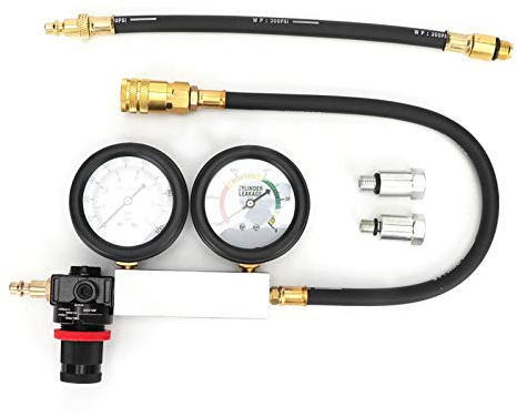 Cryfokt Cylinderläckagedetektor med Dubbelskala Kompressionsmätare 0-7bar/0-100psi för Läckagetest och Analys Av Fordonsmotorer