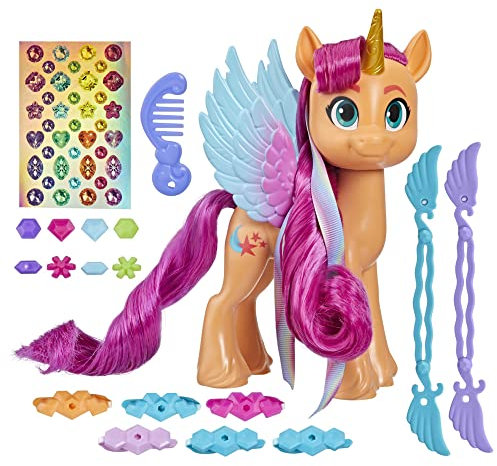 My Little Pony – Mit Huf und Herz Regenbogen-Haarstyles Sunny Starscout, Pony (15 cm) mit Haarstyling-Accessoires