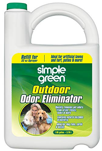 Simple Green Eliminador de olores al aire libre para mascotas, perros, recambio de 1 galón, ideal para césped artificial y patio, blanco lechoso