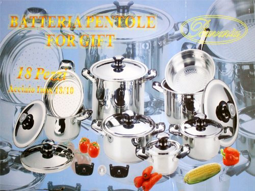 Euroricami Viterbo Batteria di Pentole Bavaria 18 pezzi in acciaio inox 18/10