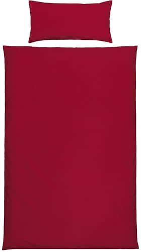 Erwin Müller Bettwäsche Edel-Seersucker Uni Serie Wertingen - für die warme Jahreszeit, temperaturausgleichend, pflegeleicht, mit Reißverschluss - rot Größe 40x80 cm / 135x200 cm