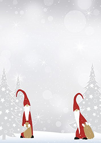 Briefpapier Weihnachten Weihnachtswichtel 100 Blatt Motivpapier Wichtel DIN A4 90 g/m² rot/grau 51073