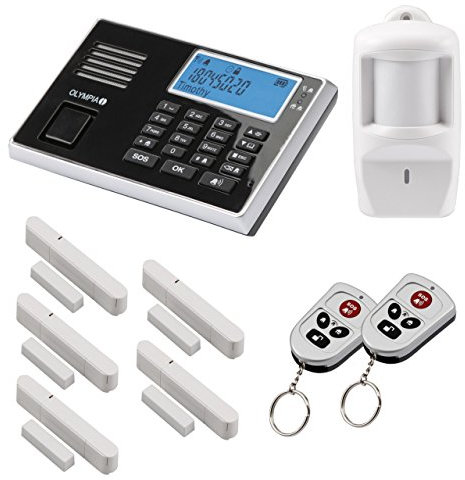 OLYMPIA Protect Alarmanlage als Set 9061 GSM Plus 1 x Bewegungsmelder 5 x Tür Fenster/Kontakte und 2X Fernbedienung