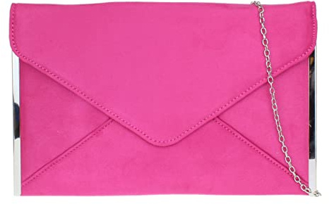 Girly Handbags Womens Faux Suede Plain Clutch Bag