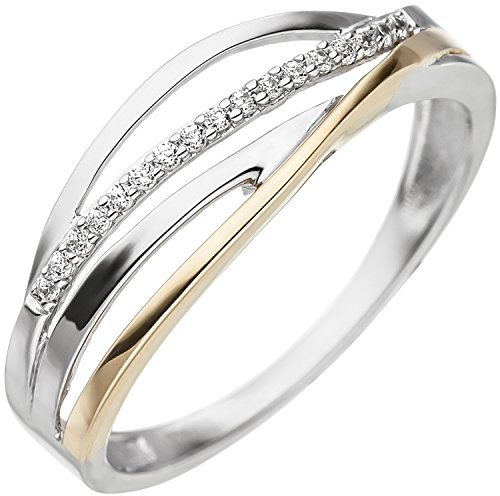 Jobo Damen-Ring aus 8 Karat 333 Gold Bicolor mit Zirkonia Größe 58