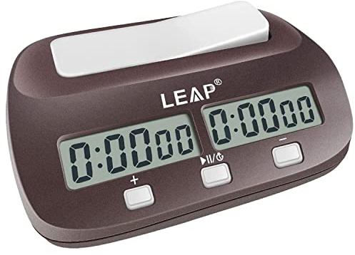 LEAP Chess Clock Digital Chess Timer Professional for Board Games Timer with Alarm Function (Official Store) Brownish Red