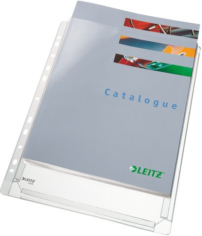 LEITZ® Prospekthülle Maxi Standard, PVC-Weichfolie, oben offen, Eurolochung, A4 (5 Stück), Sie erhalten 1 Packung á 5 Stück