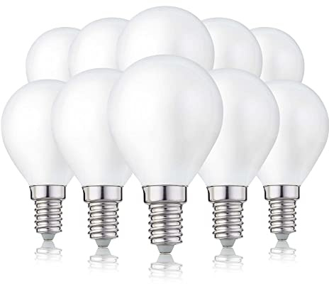 hellum E14 LED Glühbirne, G45 Lampe 4,5W als Ersatz Leuchtmittel für 40-Watt Glühbirne, E14 warmweiß mit 2700 Kelvin, 470 Lumen LED Filament Matt, 10 Stück 208214