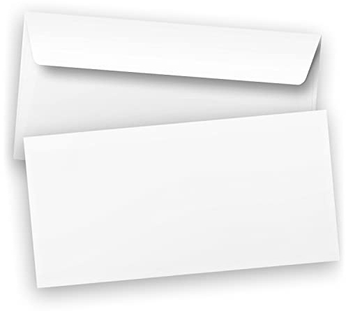 Briefumschläge DIN LANG weiß | 500 Stück selbstklebend ohne Fenster 80 g/qm | Umschläge in PREMIUM Qualität, Business Kuverts (110 × 220 mm) gerade Klappe, innen grau | Business