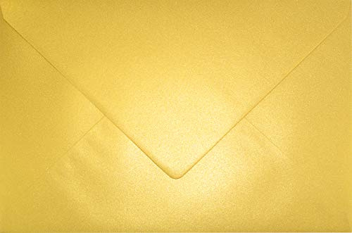 Netuno 25 Umschläge Perlmutt-Gold DIN C5 16,2x22,9 cm metallisch und edel | 120g Aster Metallic Cherish · elegante festliche große goldene Kuverts für Weihnachten, Jubiläum, Silvester & Grußkarten
