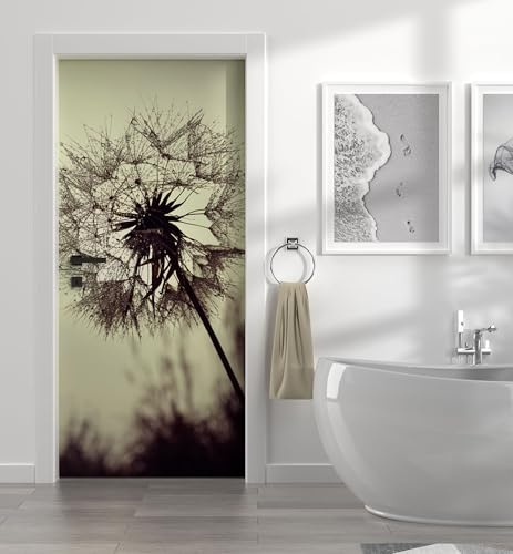 MyMaxxi Türtapete selbstklebend - Einteilige Türfolie 90x200 cm - Motiv: Pusteblume Sepia Türklebefolie zum verschönern & bekleben der Tür - Türaufkleber aus Klebefolie