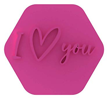 LissieLou I Heart You in a Line Cookie Stamp Love Wedding Valentine's Day Icing Fondant Embosser - Light Pink
