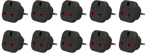 NCC-Licht 10 x Adapter UK zu DE/GB zu EU/England auf Deutschland Europa Reiseadapter Schwarz