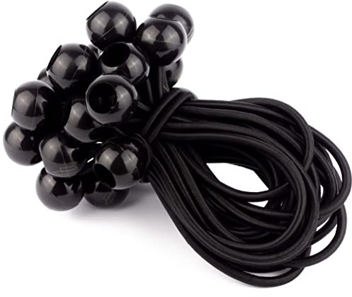 25 Spanngummis mit Kugel in Schwarz | Expander Befestigung für Planen, Banner, Anhänger, Zelt, Trampolin usw. | Gummi-Spanner Universal in Schwarz